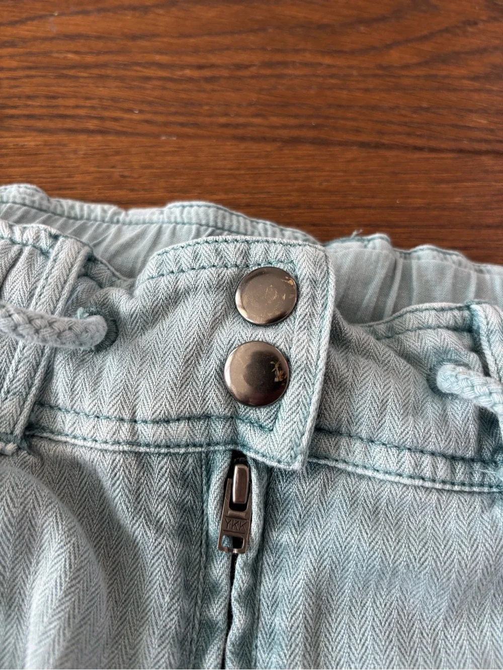 Free People Solid WAIMEA Slouchy Slate Blue Cargo Drawstring Shorts - Picture 8 of 13